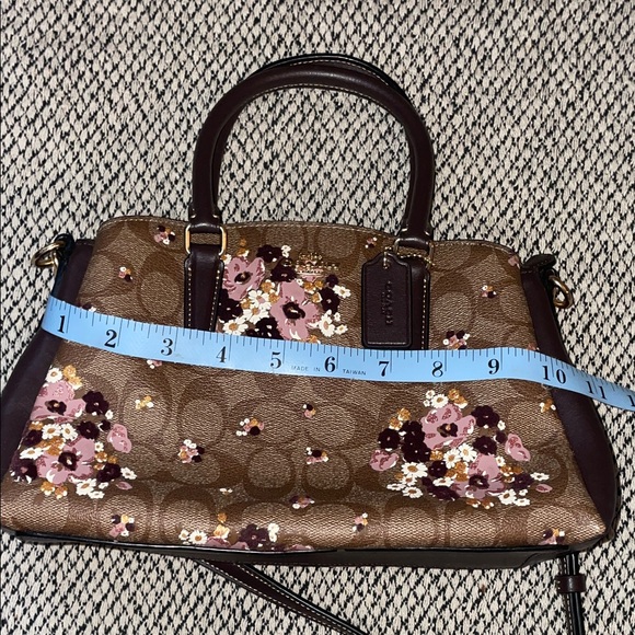 Coach Brown Crossbody Bag with Floral Design measurements in photos - Picture 11 of 13